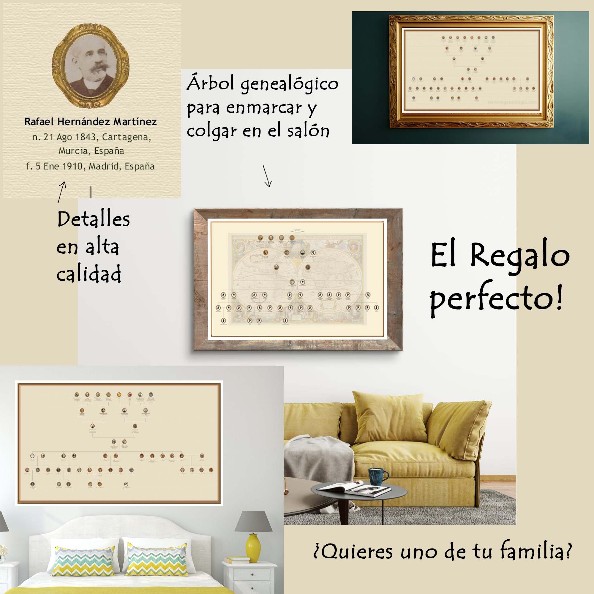 bannerar árbol genealógico en cuadro marco